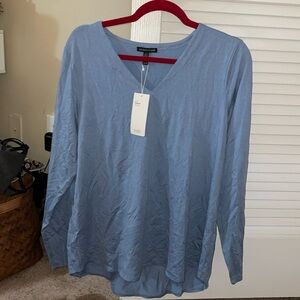 EILEEN FISHER blue fine jersey Tencel shirt NWT